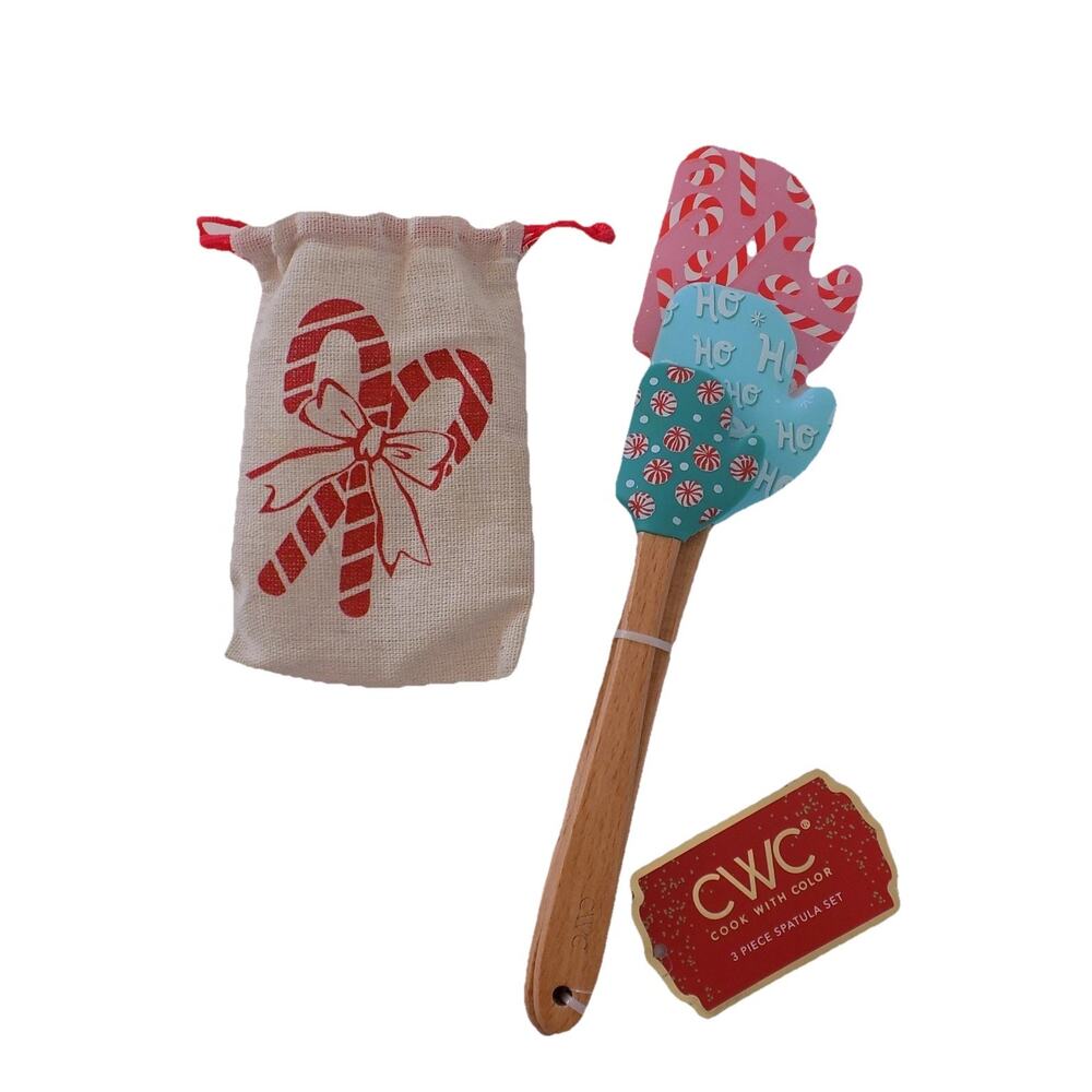CWC Christmas 3 Piece Spatula Set Mitten Cook With Color NEW with tags